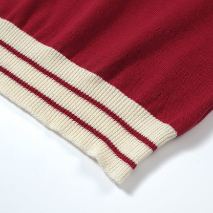 Polo Tricot Rouge Mod Années 60 pour Hommes – Chemise Casual Rétro avec Détails Contrastés