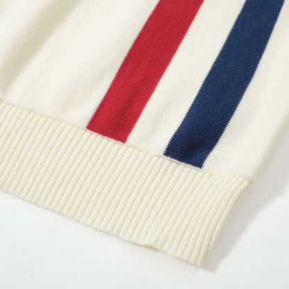 Pull en tricot à rayures Mod des années 60 pour homme – Crème à manches longues rétro