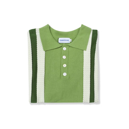 Polo Tricot à Rayures Verticales Vert pour Homme des Années 60 – Style Rétro Mod