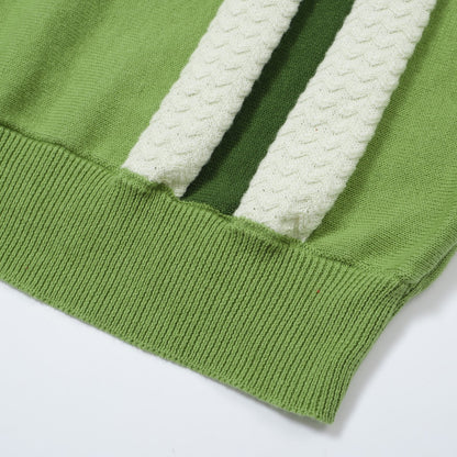 Polo Tricot à Rayures Verticales Vert pour Homme des Années 60 – Style Rétro Mod