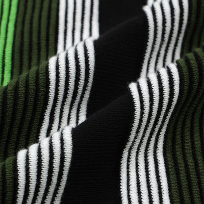 Polo Zippé Tricoté à Rayures Mod Vert Foncé pour Hommes – Chemise Casual Rétro des Années 60