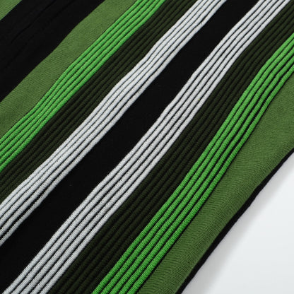 Polo Zippé Tricoté à Rayures Mod Vert Foncé pour Hommes – Chemise Casual Rétro des Années 60