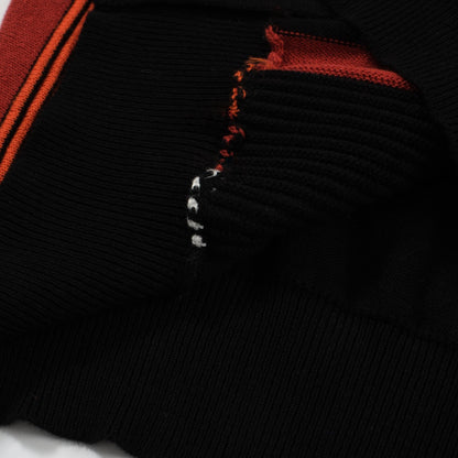 Polo zippé en tricot à rayures rétro pour hommes – Style Mod des années 60 en rouge foncé et noir