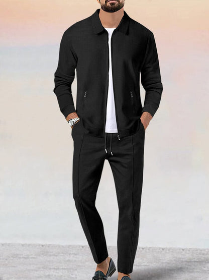 Ensemble de Veste Waffle Douce Décontractée