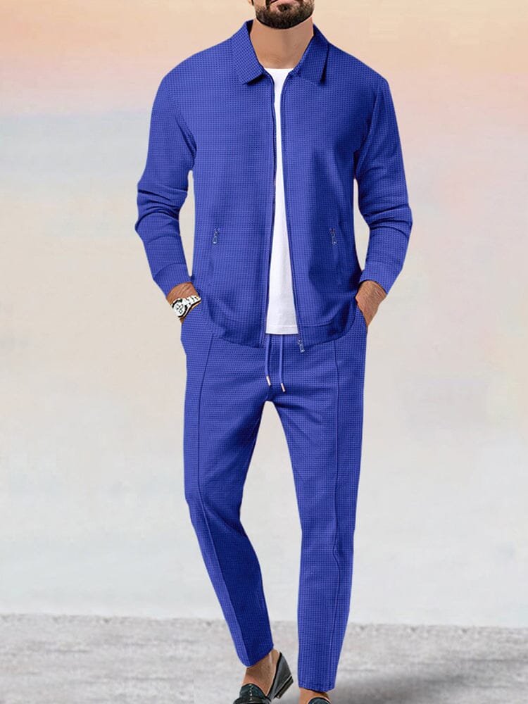 Ensemble de Veste Waffle Douce Décontractée