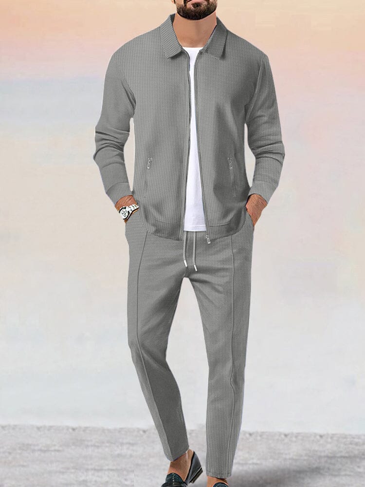 Ensemble de Veste Waffle Douce Décontractée