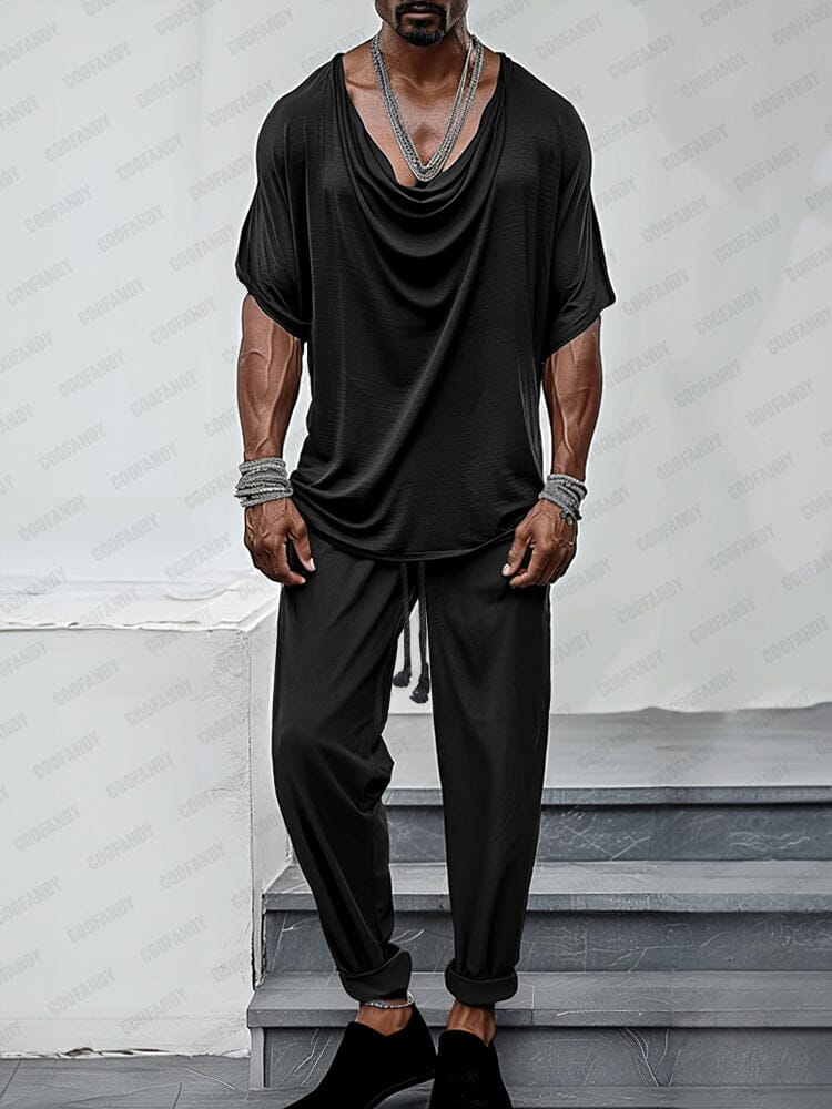 Ensemble Haut Pantalon avec Col Drape