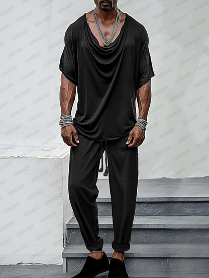 Ensemble Haut Pantalon avec Col Drape