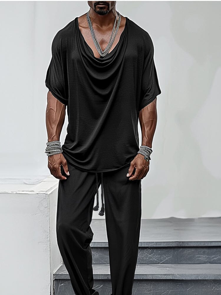 Ensemble Haut Pantalon avec Col Drape