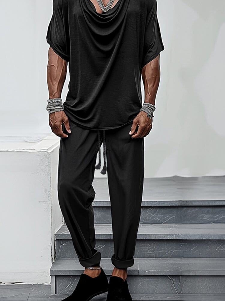 Ensemble Haut Pantalon avec Col Drape