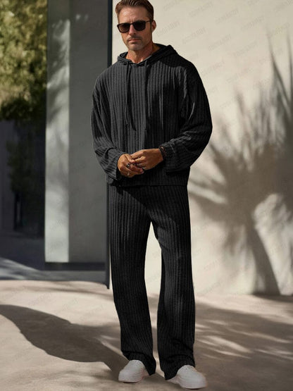 Ensemble de Sweat à Capuche Tricot Rayé de Loisir