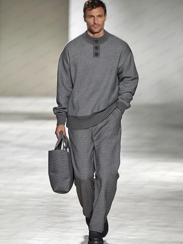 Ensemble Décontracté Urbain en Waffle 2 Pièces