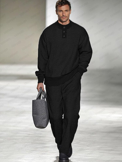 Ensemble Décontracté Urbain en Waffle 2 Pièces