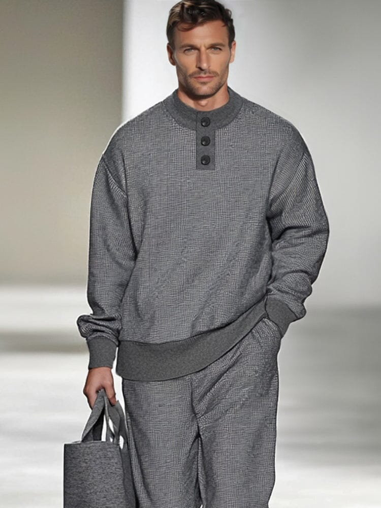 Ensemble Décontracté Urbain en Waffle 2 Pièces