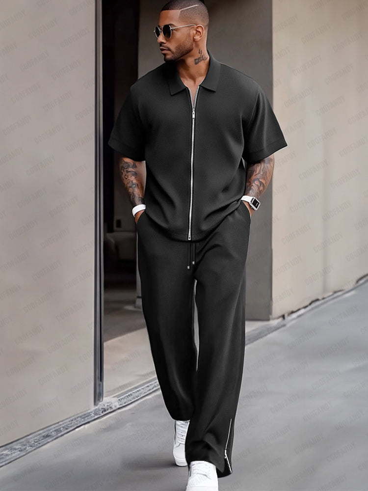 Ensemble de Chemise à Design Zippé Simple et Raffiné