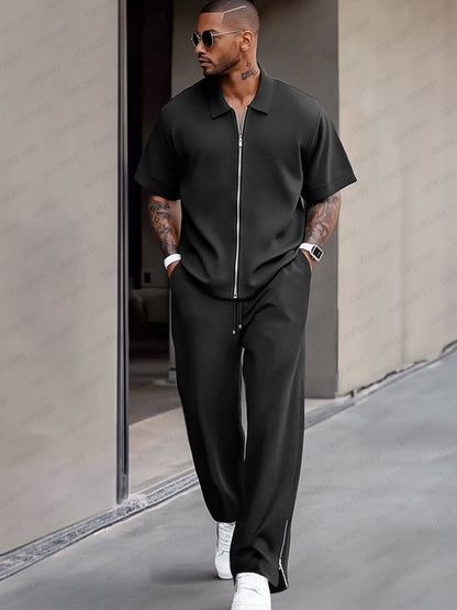 Ensemble de Chemise à Design Zippé Simple et Raffiné