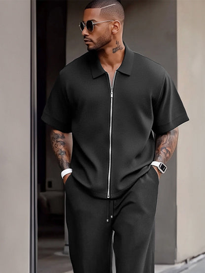 Ensemble de Chemise à Design Zippé Simple et Raffiné