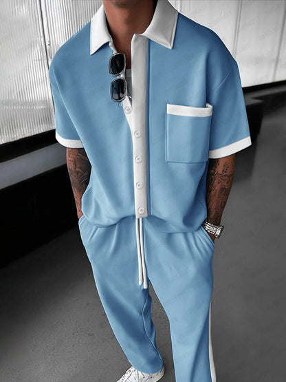 Ensemble Tendance Color Block 2 Pièces