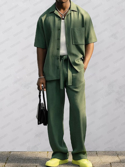 Ensemble Chemise Pantalon 100% Coton Chic Décontracté