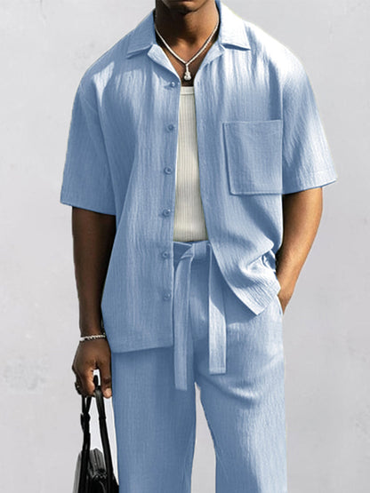 Ensemble Chemise Pantalon 100% Coton Chic Décontracté