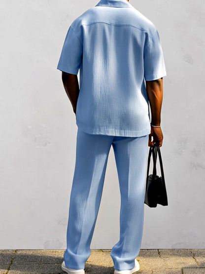 Ensemble Chemise Pantalon 100% Coton Chic Décontracté