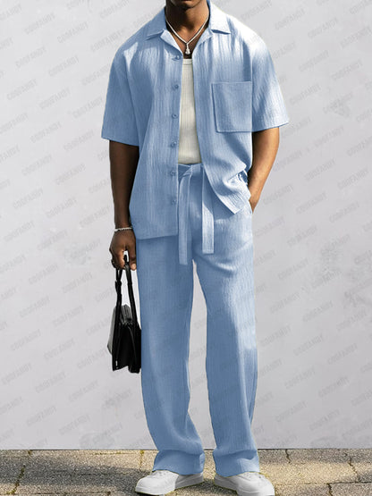 Ensemble Chemise Pantalon 100% Coton Chic Décontracté