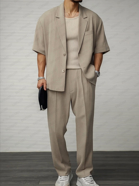 Ensemble de Pantalon Blazer Mince Décontracté Moderne