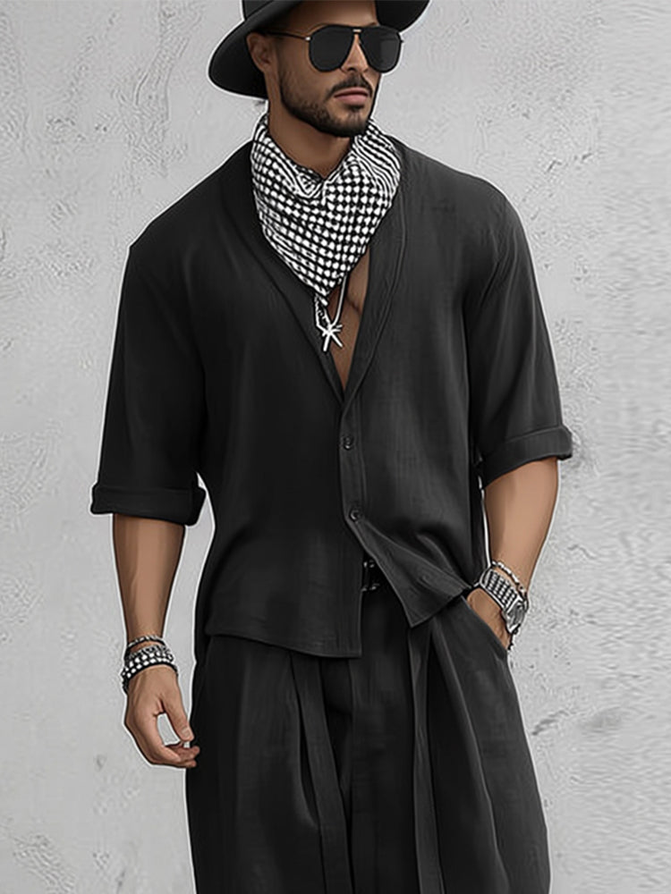 Ensemble Chemise Confort à Coupe Lâche et Pantalons Harem