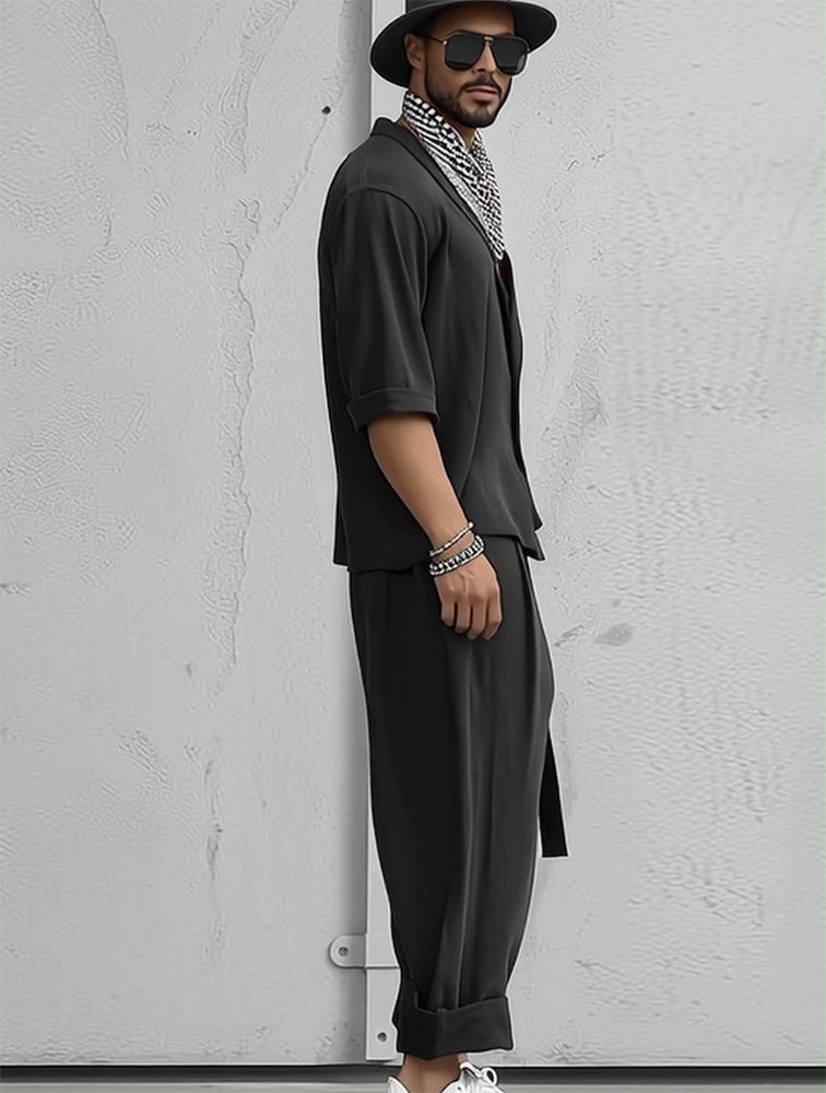 Ensemble Chemise Confort à Coupe Lâche et Pantalons Harem