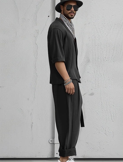 Ensemble Chemise Confort à Coupe Lâche et Pantalons Harem