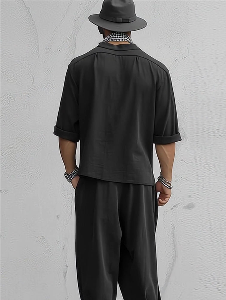 Ensemble Chemise Confort à Coupe Lâche et Pantalons Harem