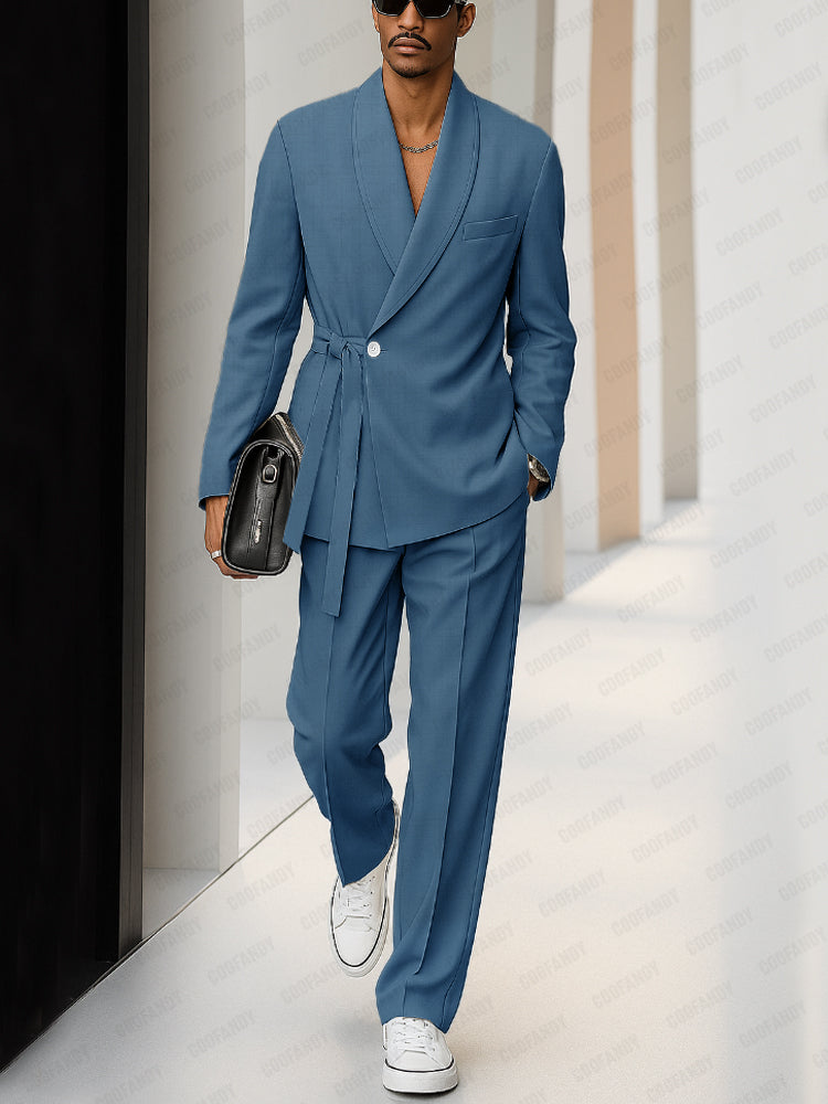 Ensemble de Costume Mince avec Épaules Rembourrées Urbain Tendance