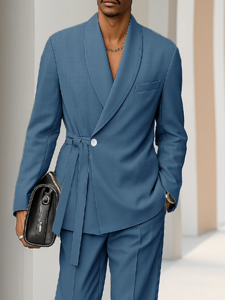 Ensemble de Costume Mince avec Épaules Rembourrées Urbain Tendance