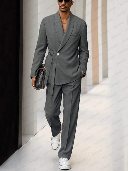 Ensemble de Costume Mince avec Épaules Rembourrées Urbain Tendance