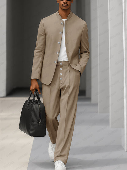 Ensemble de Blazer Fin à Col Montant Élégant