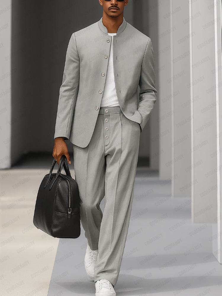 Ensemble de Blazer Fin à Col Montant Élégant