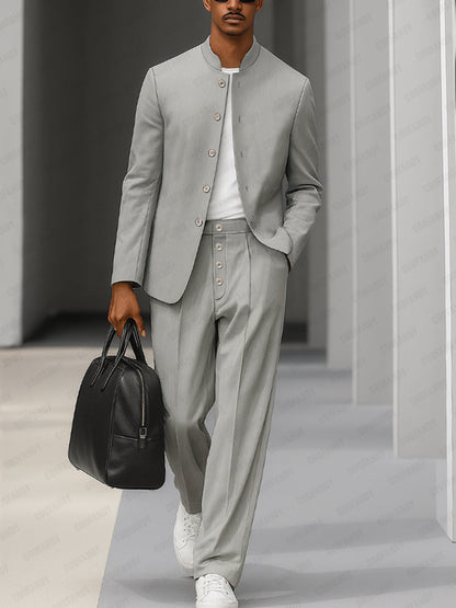 Ensemble de Blazer Fin à Col Montant Élégant