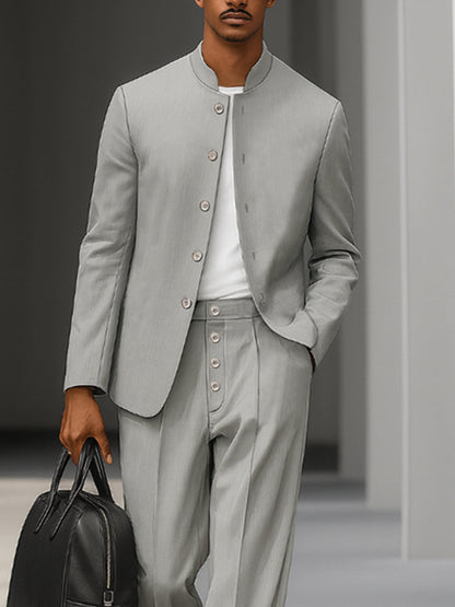 Ensemble de Blazer Fin à Col Montant Élégant