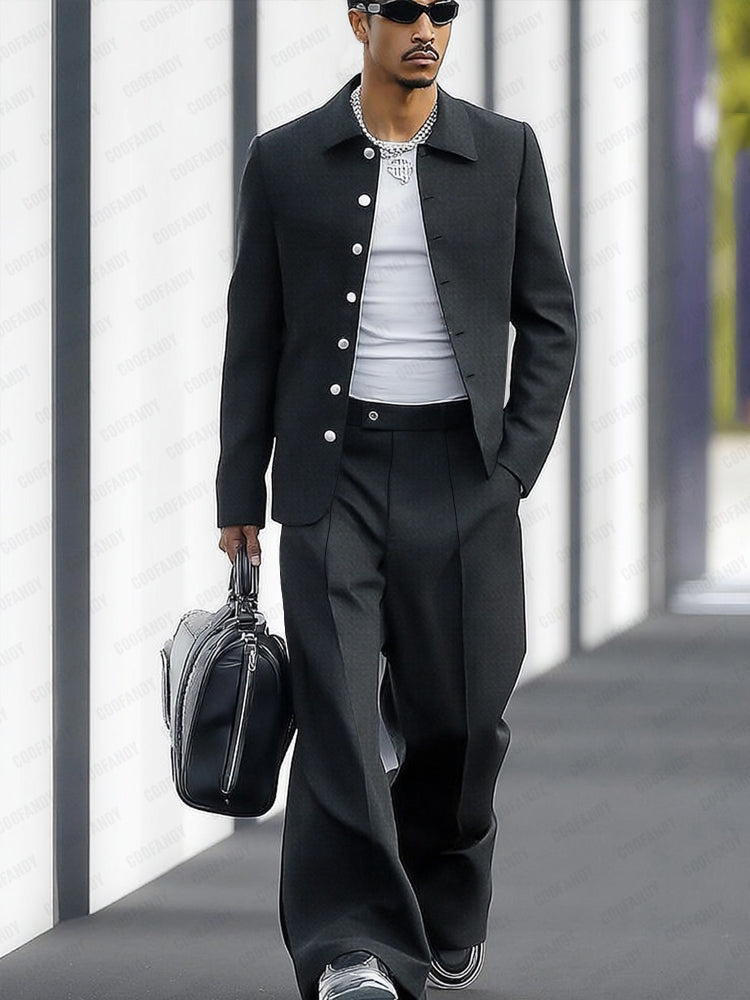 Ensemble de Costume Mince à Jambes Larges