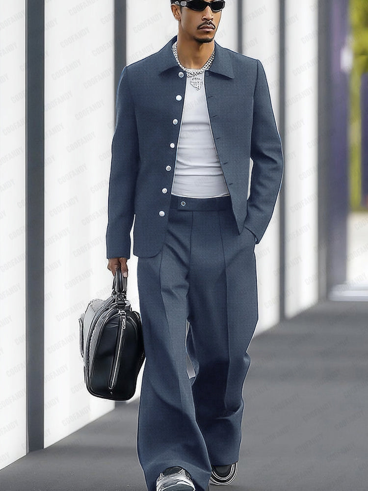 Ensemble de Costume Mince à Jambes Larges