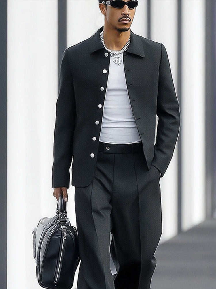 Ensemble de Costume Mince à Jambes Larges