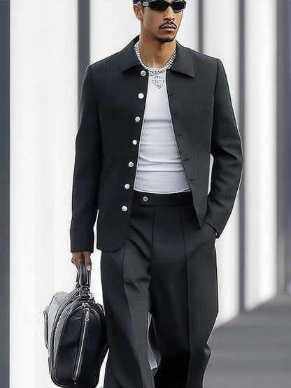 Ensemble de Costume Mince à Jambes Larges