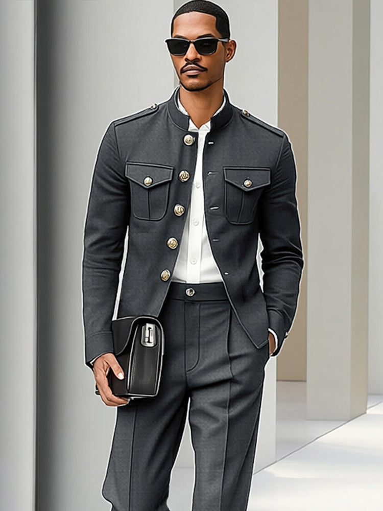 Ensemble de Pantalon et Veste Cargo Mince Moderne