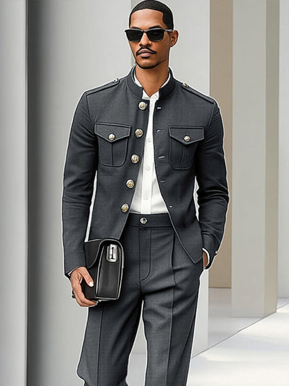 Ensemble de Pantalon et Veste Cargo Mince Moderne