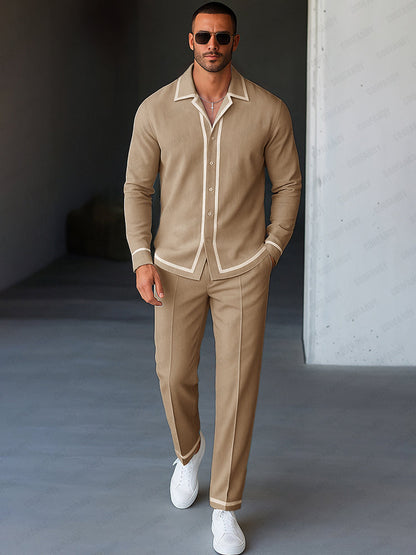 Ensemble Chemise Pantalon avec Bord Contrasté