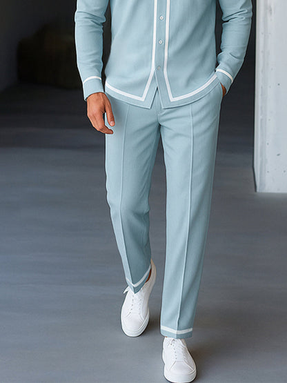 Ensemble Chemise Pantalon avec Bord Contrasté