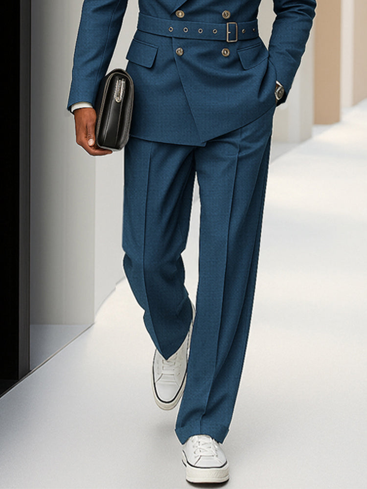Ensemble de Costume Ceinturé à Double Boutonnage Moderne