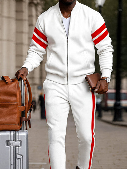 Ensemble Décontracté Sportif à Rayures 2 Pièces