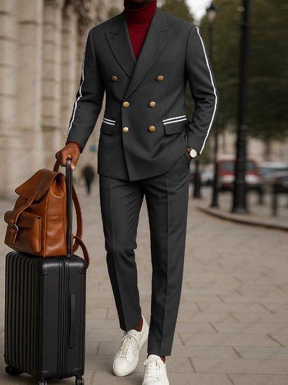 Ensemble de Costume d'Affaires avec Bande de Contraste Moderne