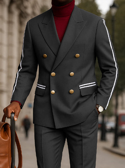 Ensemble de Costume d'Affaires avec Bande de Contraste Moderne